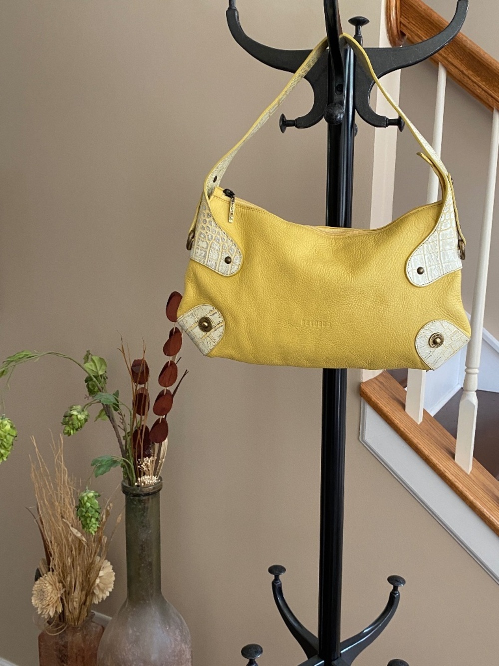 Yellow Leather Shoulder Bag by FURLA